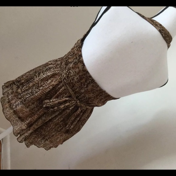 SELF ESTEEM Halter Blouse Semi-Sheer Browns Size S - Picture 6 of 7